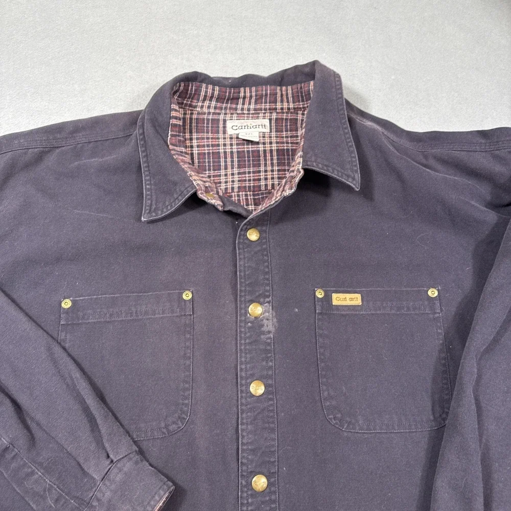 Carhartt NAVY‎  CANVAS FLANNEL LINED SHACKET JACKET MENS 4XL